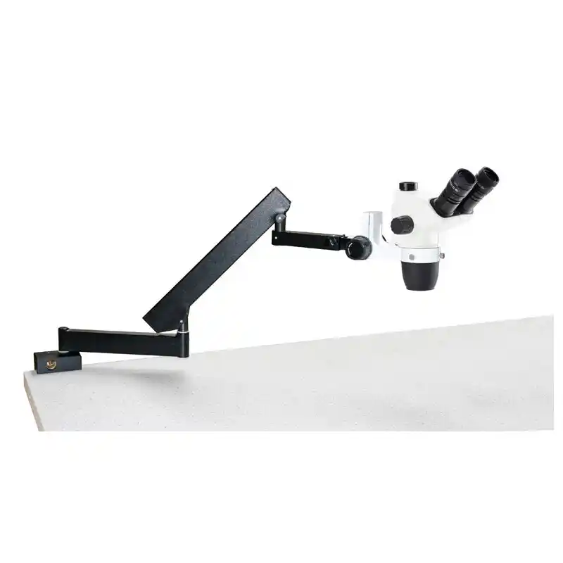 Euromex Stereo zoom microscope NZ.1903-A, 6.7x to 45x, articulated stand., base plate, w.o. illumination, trino