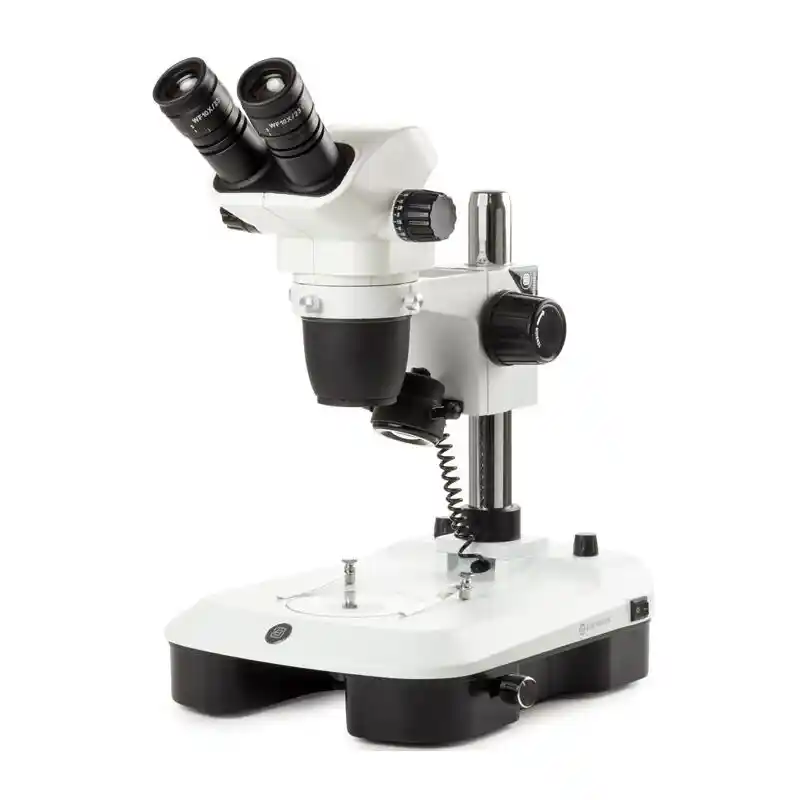 Euromex Stereo zoom microscope NZ.1702-M, 6.5-55x, Column, Transmitted light, Binocular, Mirror for Dark field, Embryology