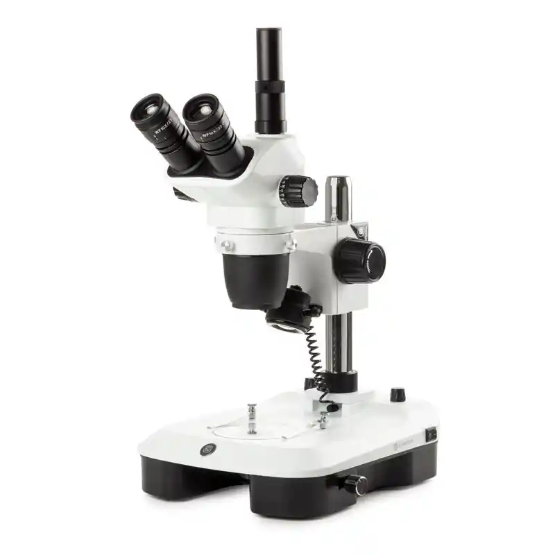 Euromex Stereo zoom microscope NZ.1703-M, 6.5-55x, Column, Incident and Transmitted light, trino, Mirror for Dark field, Embryology