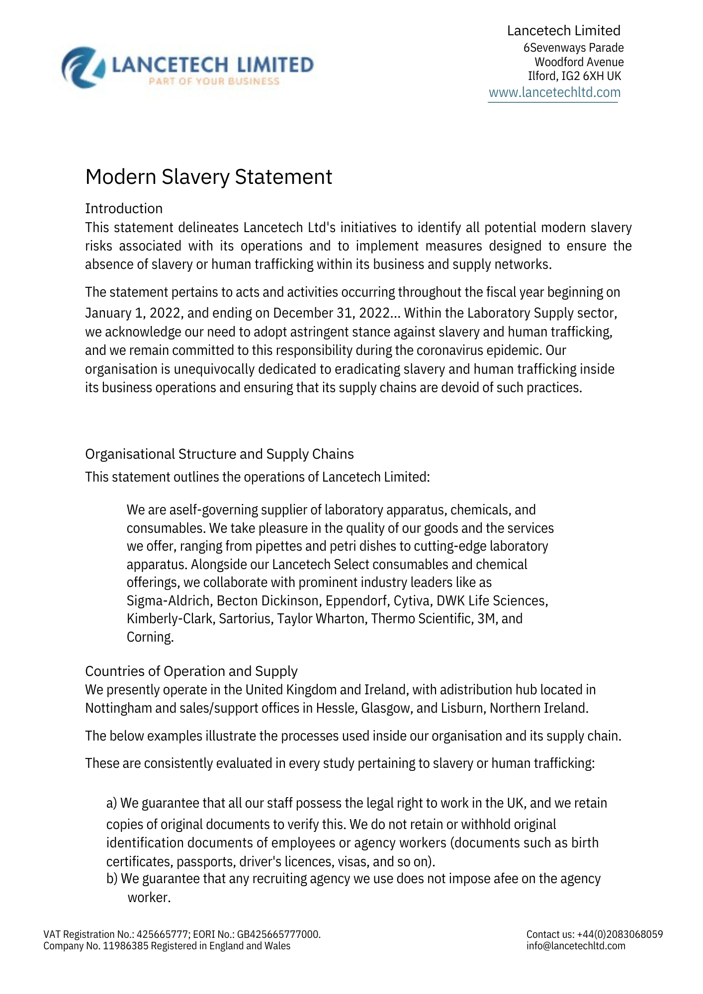 Modern Slavery Statement