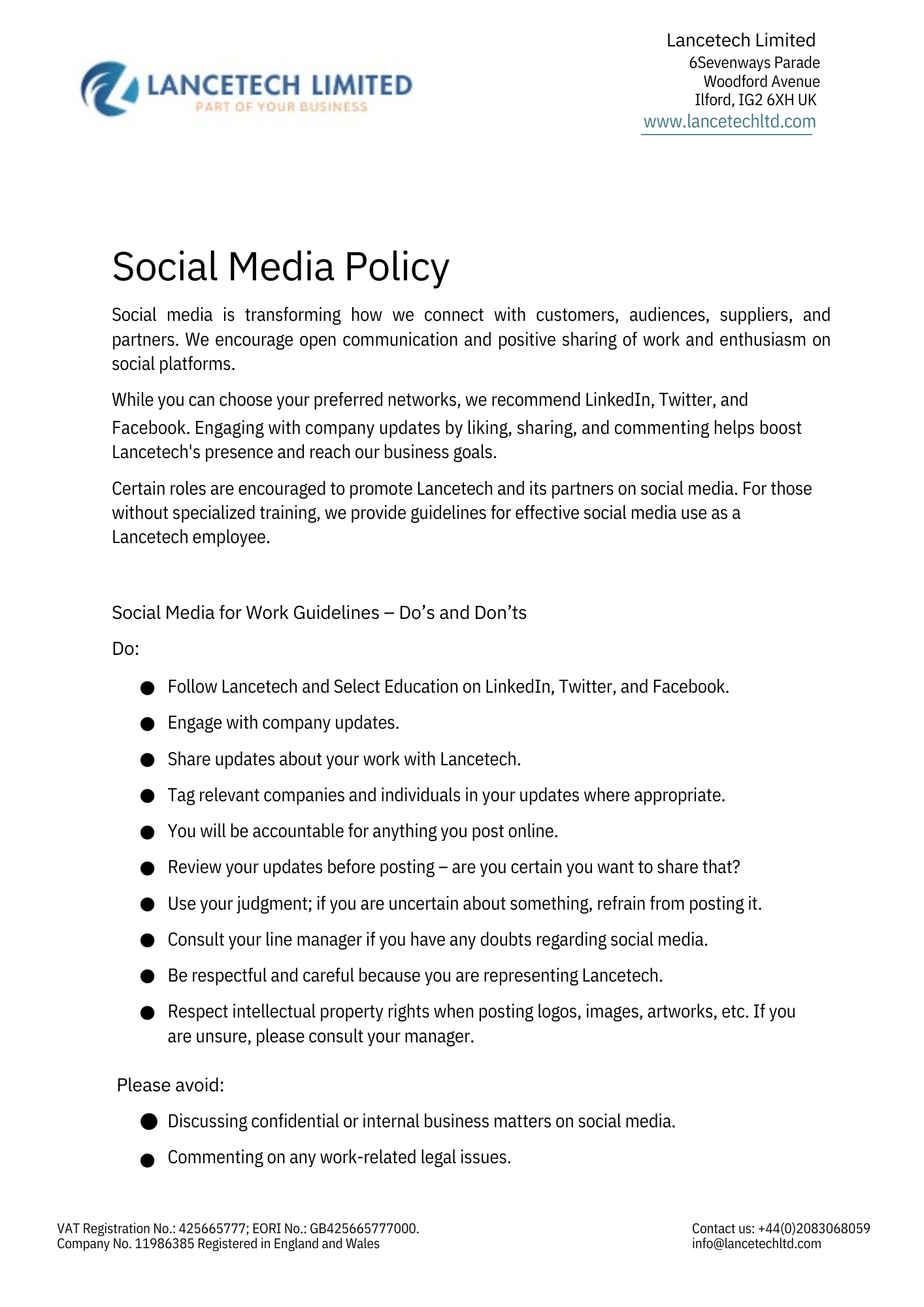 Social Media Policy