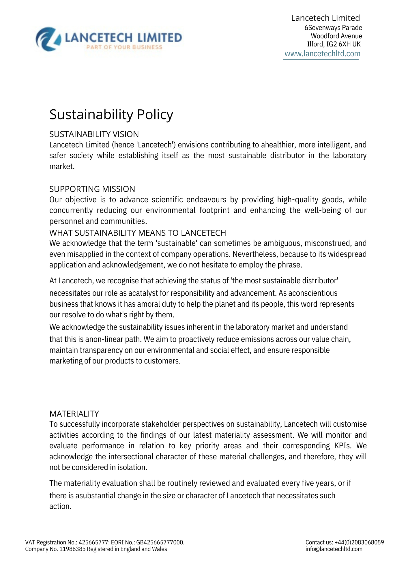 Sustainability Policy