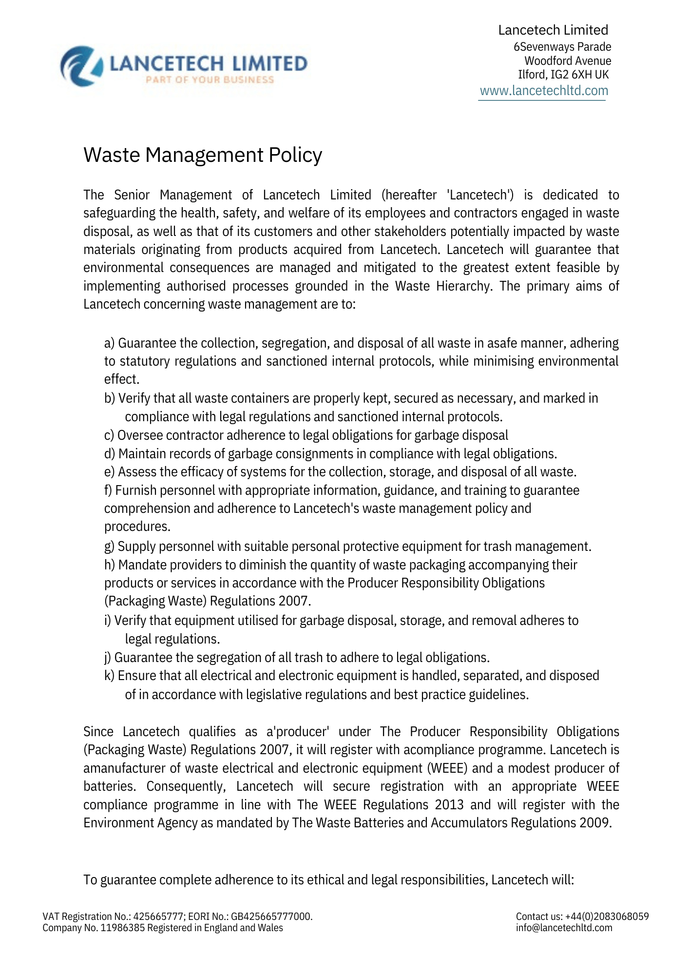 Waste Management Policy